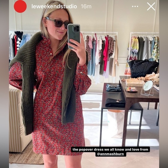 Ann Mashburn Anaya Popover Dress in red liberty fabric floral long-sleeved - Picture 2 of 10